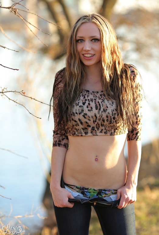 Lily posing in sexy animal print