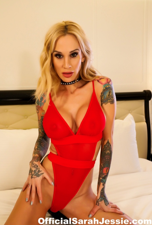 Sarah Jessie in sexy red lingerie