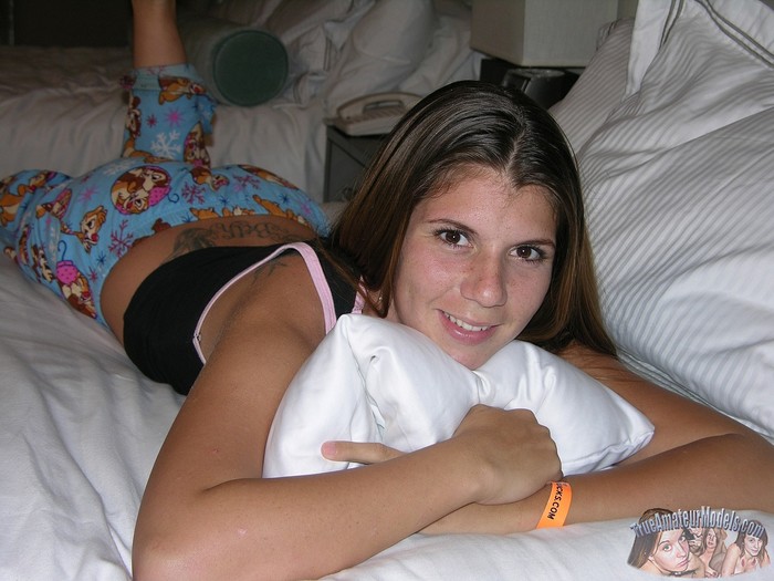Amateur Freckled Face Teen Strips Out Of Her Pajamas