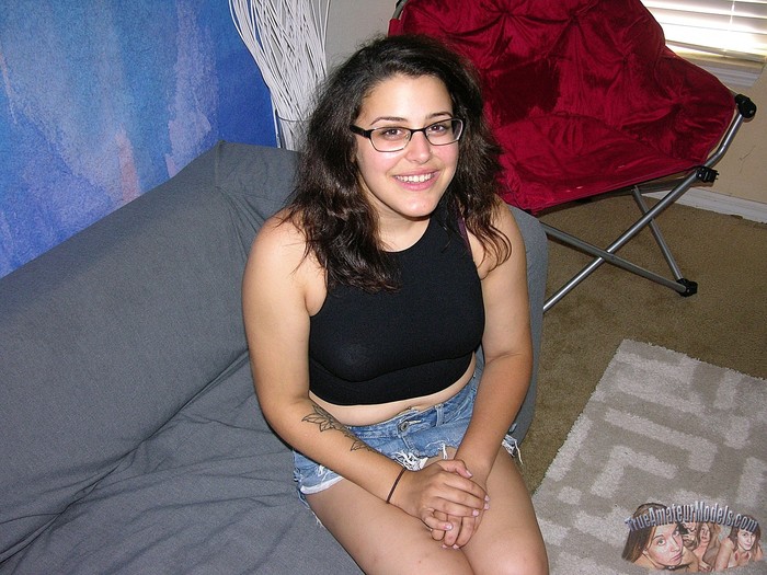 Amateur Brunette Chubby Glasses Wearing Girl